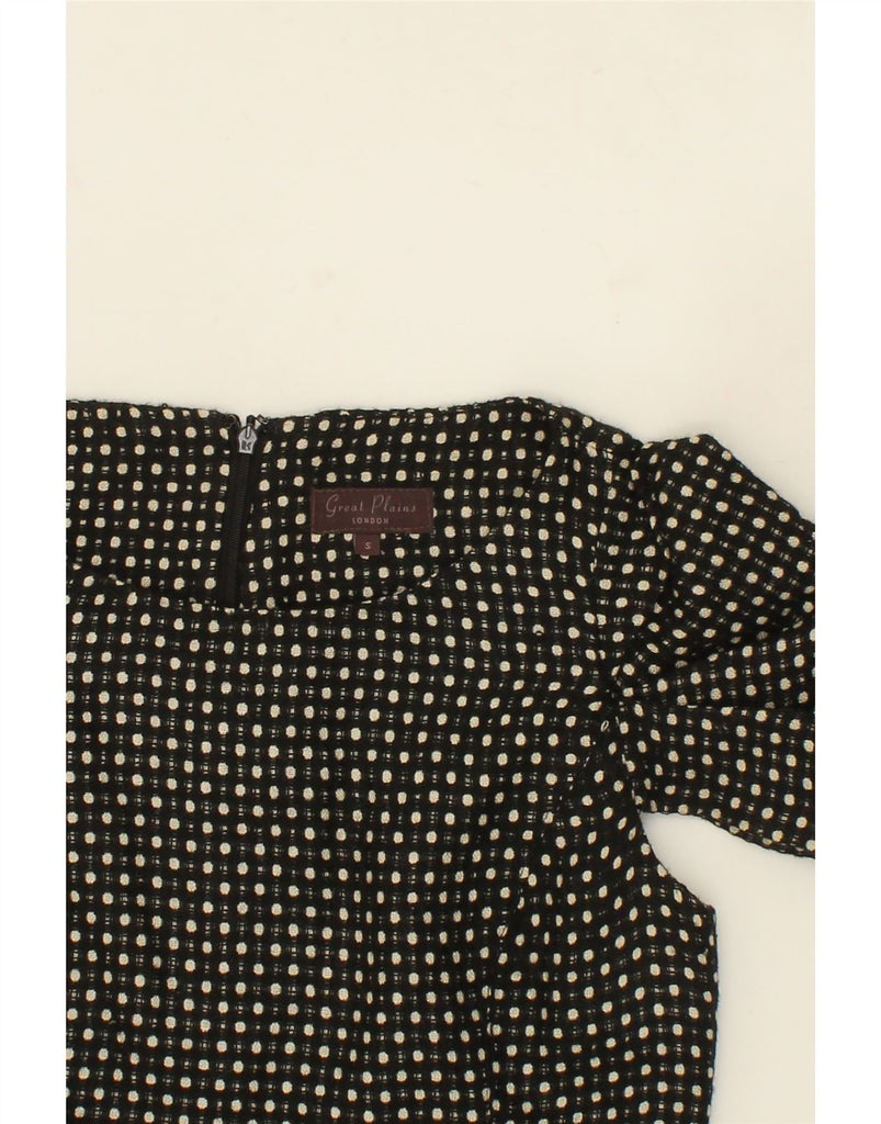 GREAT PLAINS Womens Sheath Dress UK 10 Small Black Polka Dot Polyester Vintage Great Plains and Second-Hand Great Plains from Messina Hembry 