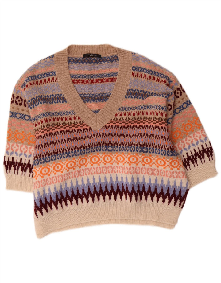 Max Mara - Jersey de fin de semana con cuello en V para mujer, talla 40, talla XL, multicolor
