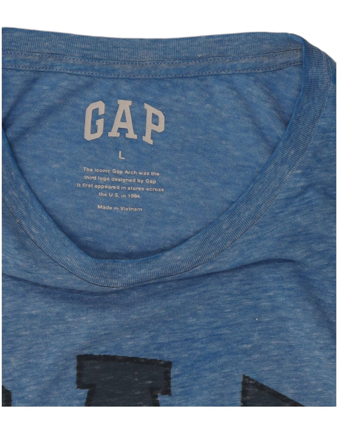 GAP Mens Graphic T-Shirt Top Large Blue Flecked Cotton