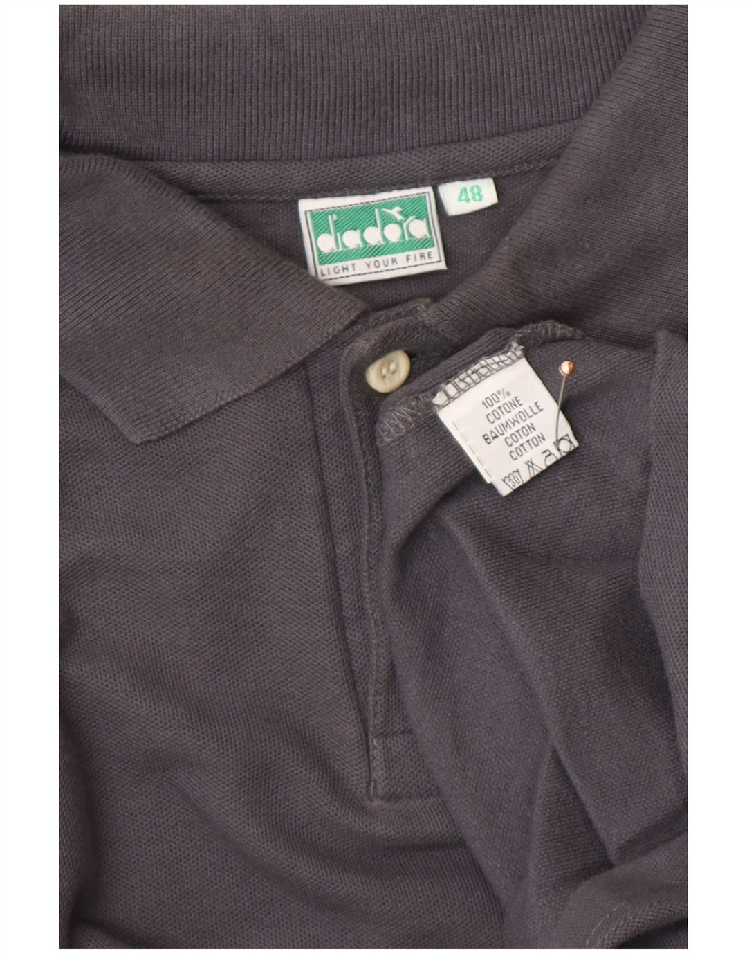 DIADORA Polo de manga larga para hombre IT 48 Gris medio Algodón