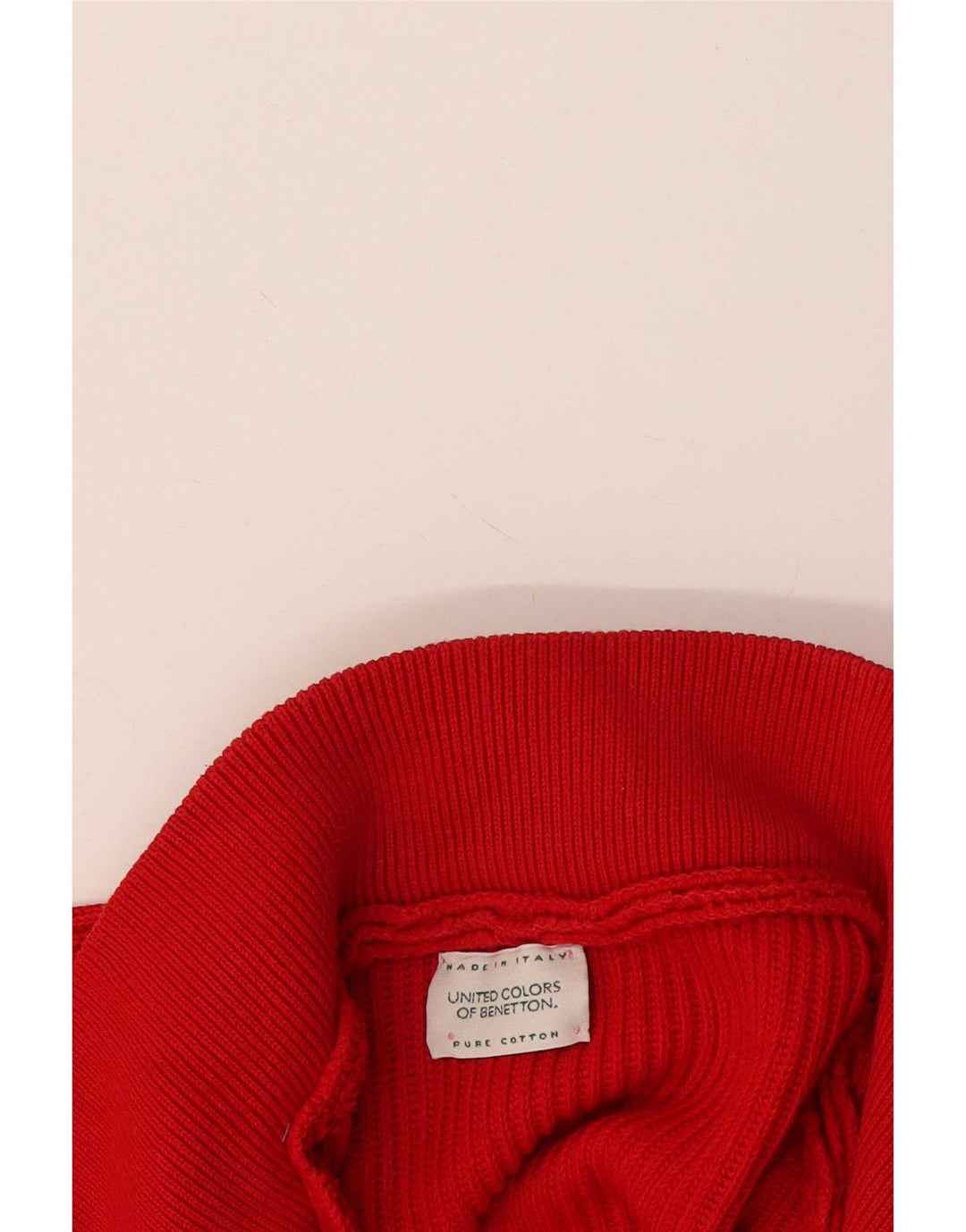 Benetton Jersey De Cuello Con Cremallera Para Hombre Large Rojo Algodón