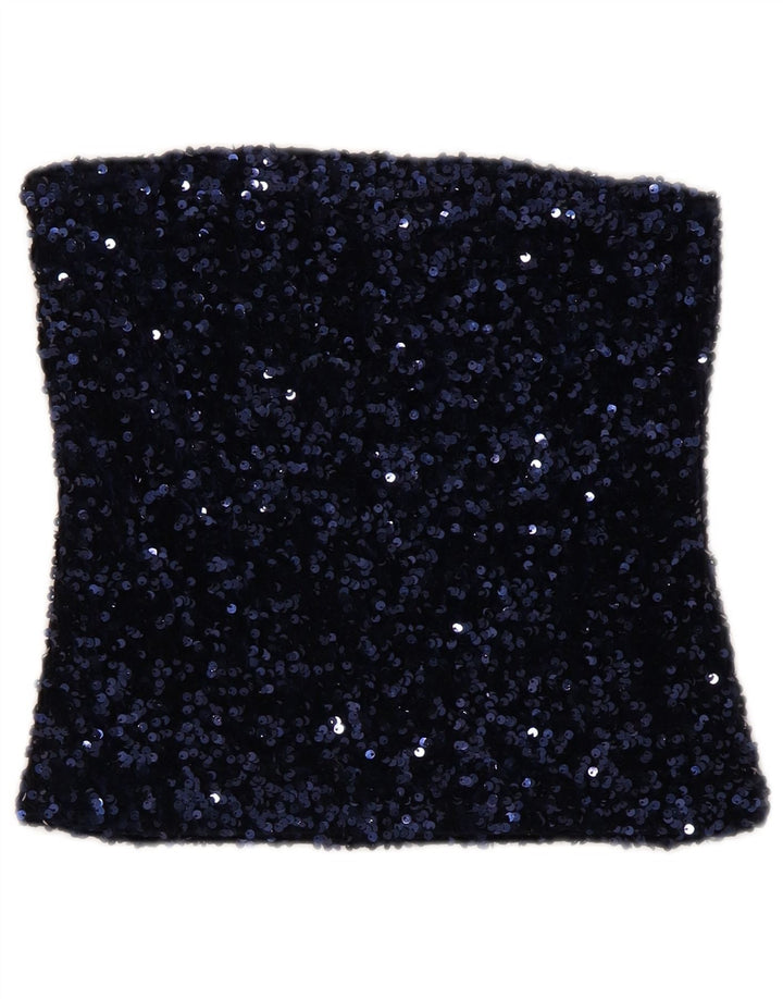 Etam Top corto sin tirantes para mujer UK 10 Small Poliéster azul marino