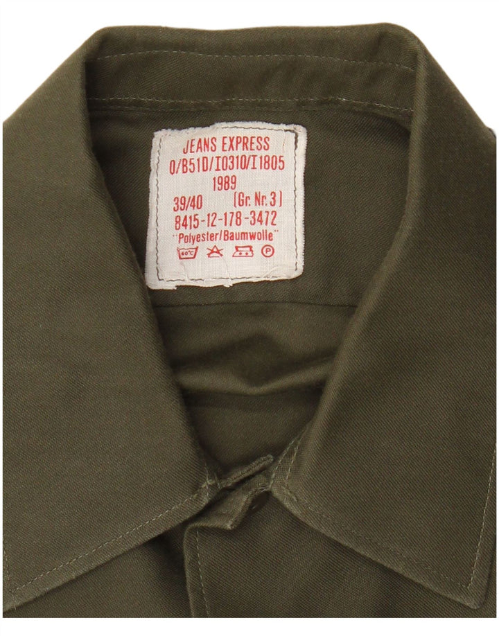 Vintage hombres sobrecamisa camisa militar tamaño 39/40 ejército caqui medio