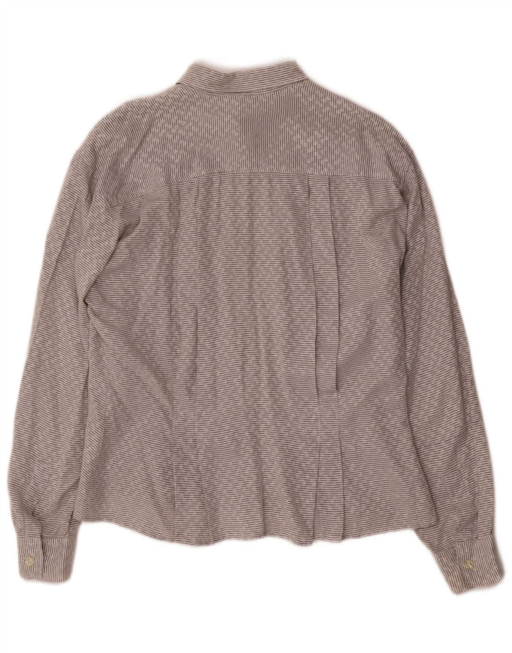 Stefanel Camisa para mujer UK 46 Acetato gris a rayas grandes