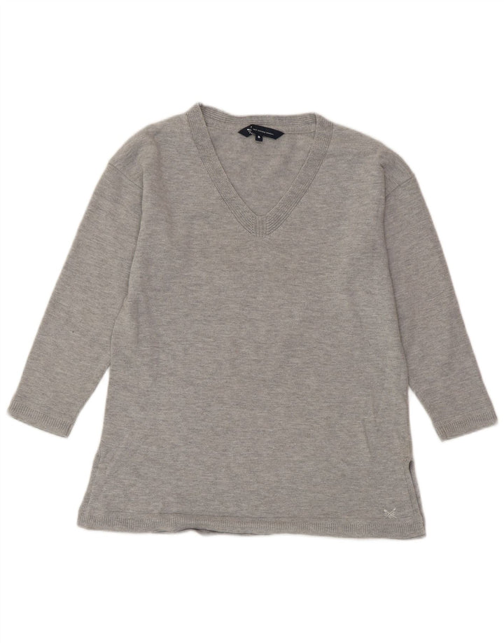CREW CLOTHING Suéter tipo jersey con cuello en V para mujer UK 8 Small Grey Moteado