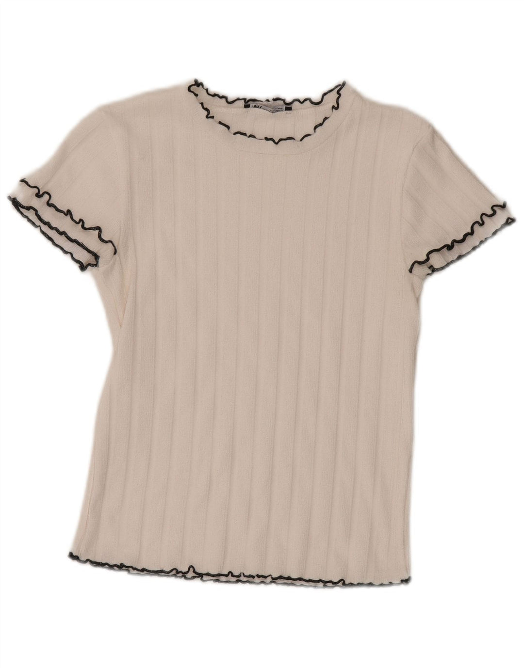 Zara Camiseta Mujer Top UK 12 Medium Blanco