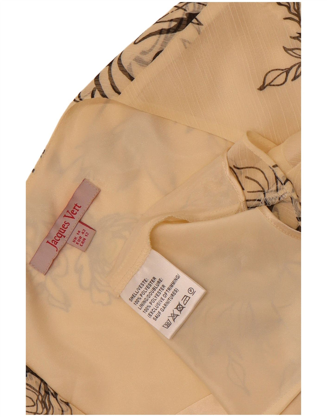 Jacques Vert Blusa para mujer Top UK 14 Grande Off White Floral Poliéster