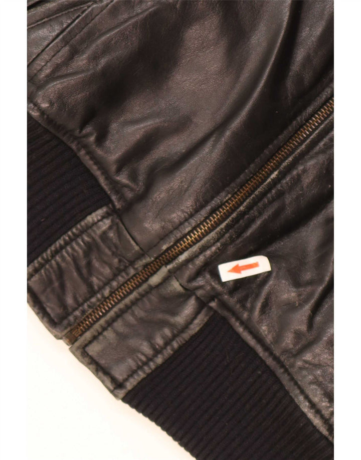 Vintage hombres chaqueta de cuero Reino Unido 38 medio negro