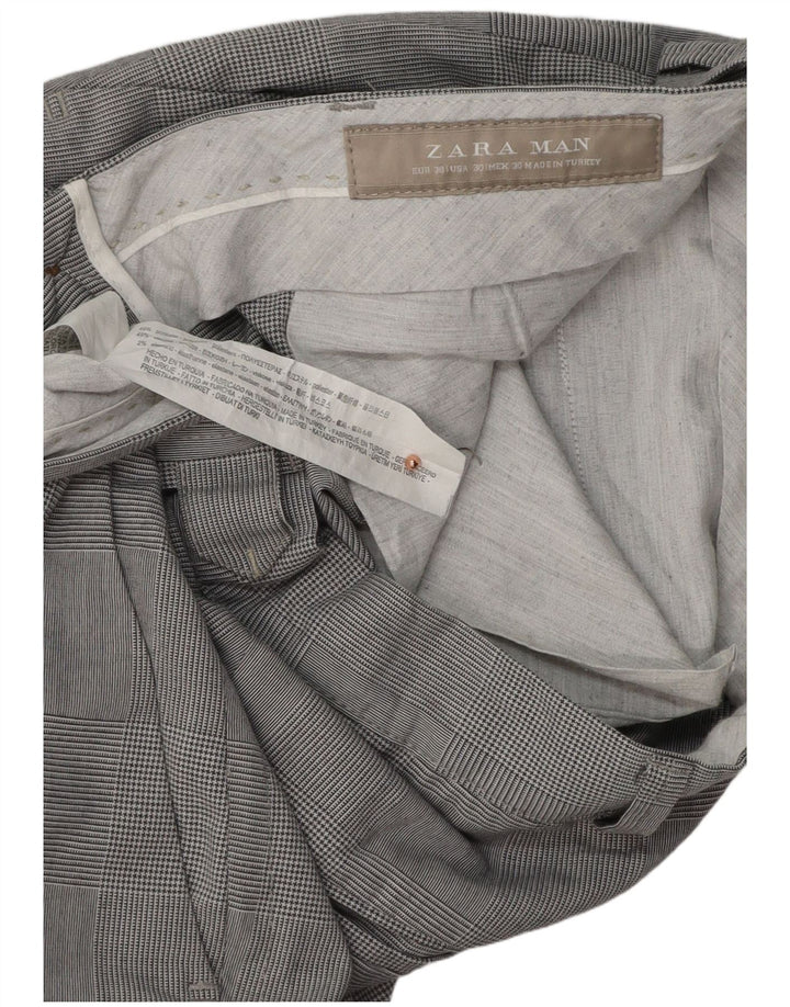 ZARA Pantalón chino slim para hombre EU 38 Small W30 L31 Gris pata de gallo