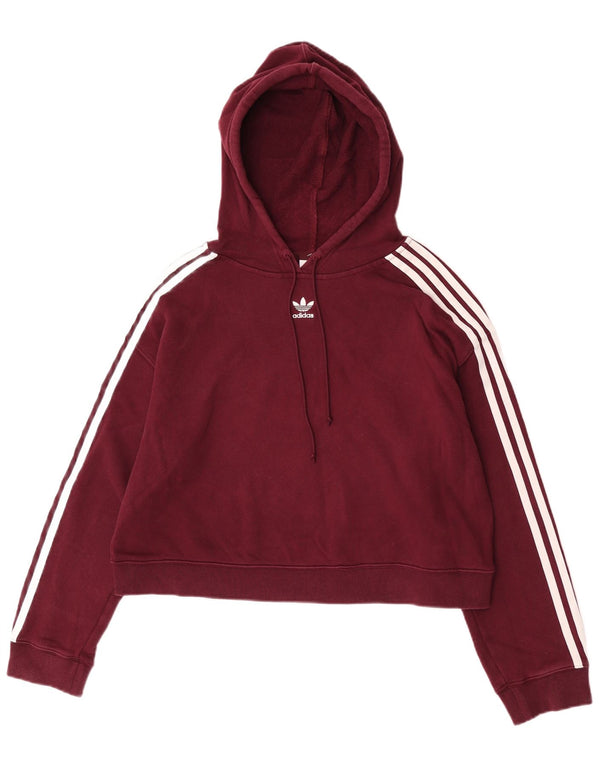 Adidas Mujer Crop Sudadera con capucha Jumper UK 12 Medio Borgoña Algodón