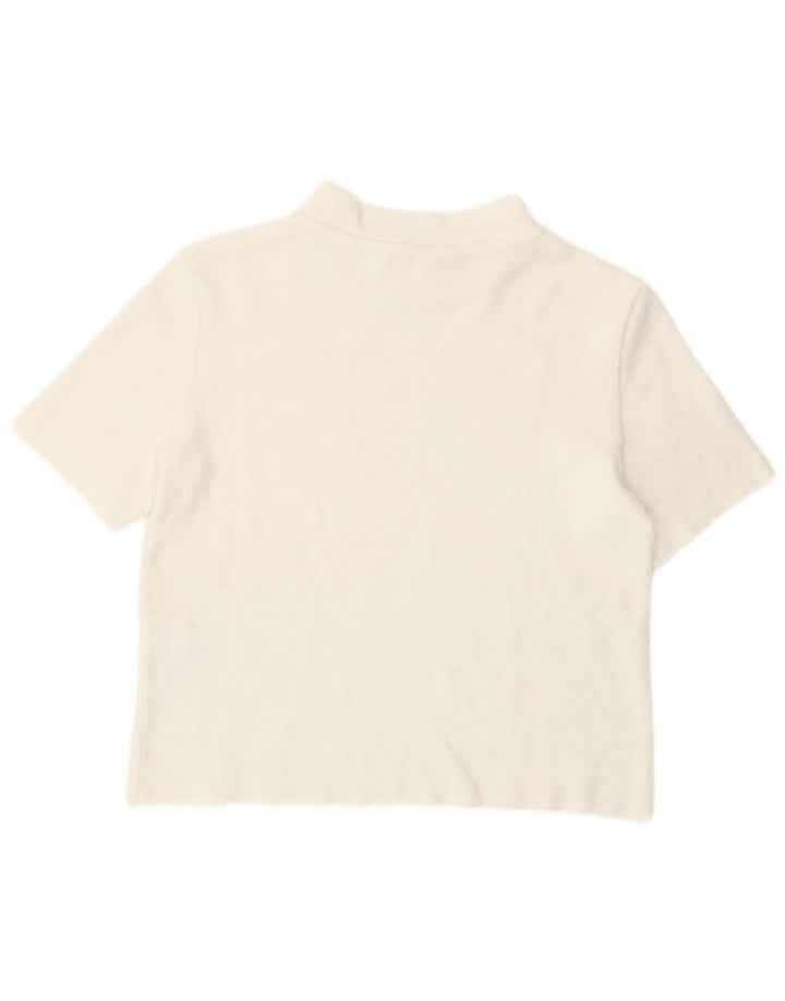 Zara Mujer Crop Camiseta Top UK 12 Medium Blanco Algodón