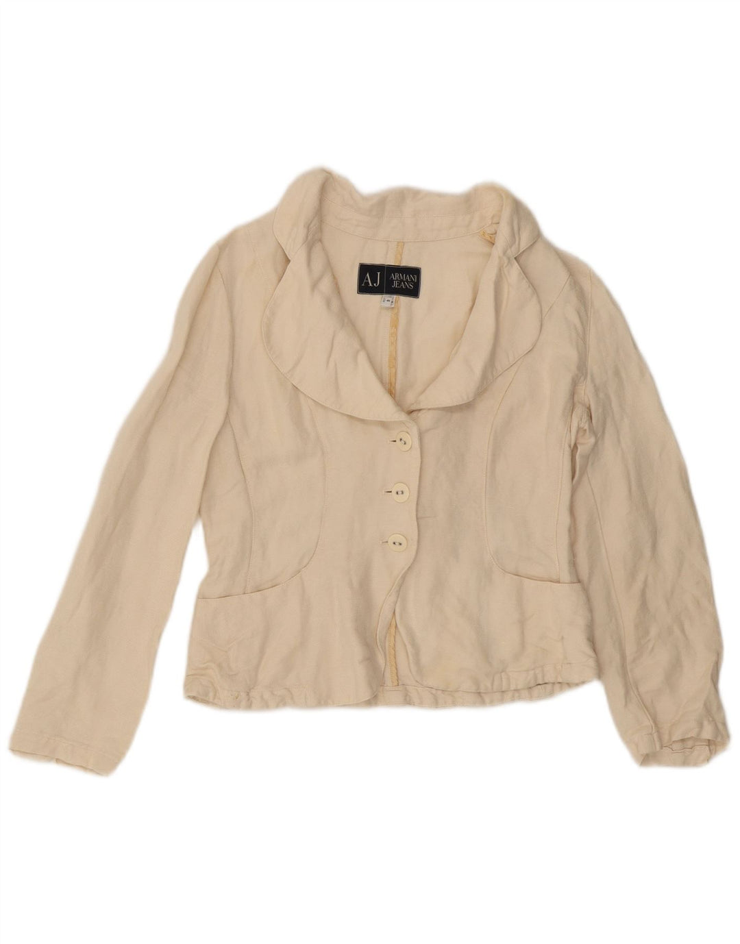 ARMANI JEANS Chaqueta tipo blazer corta con 3 botones para mujer US 6 Medium Off White