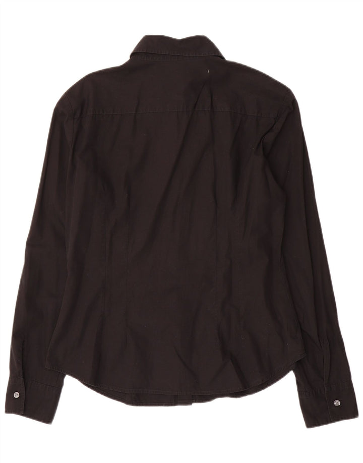 Camisa Benetton Mujer ES 44 Mediano Negro Algodón