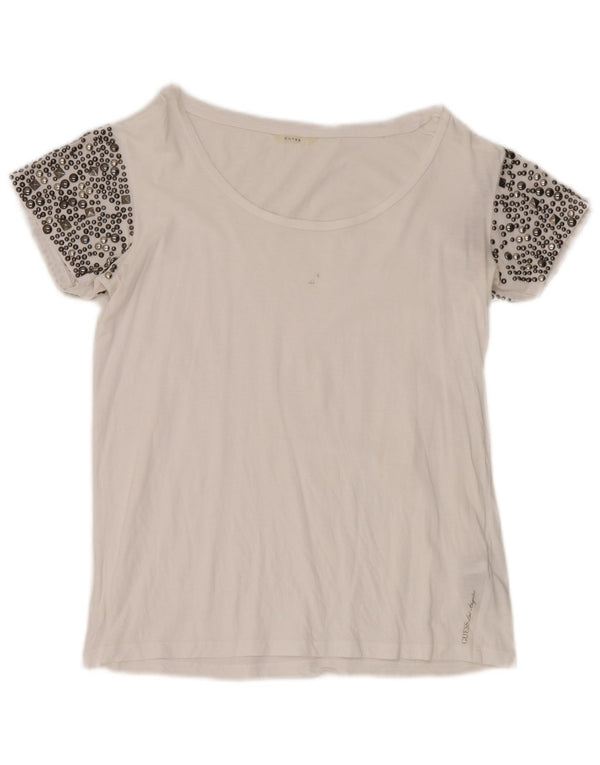 Guess Camiseta para Mujer Top UK 8 Small White Cotton
