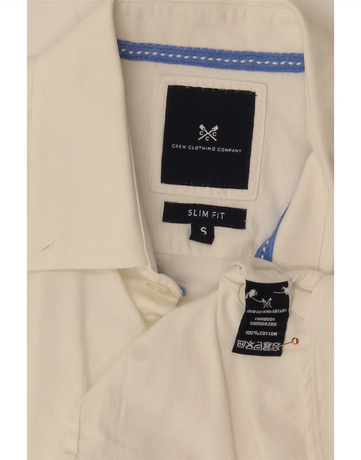 Crew Clothing Camisa ajustada para hombre Algodón blanco pequeño