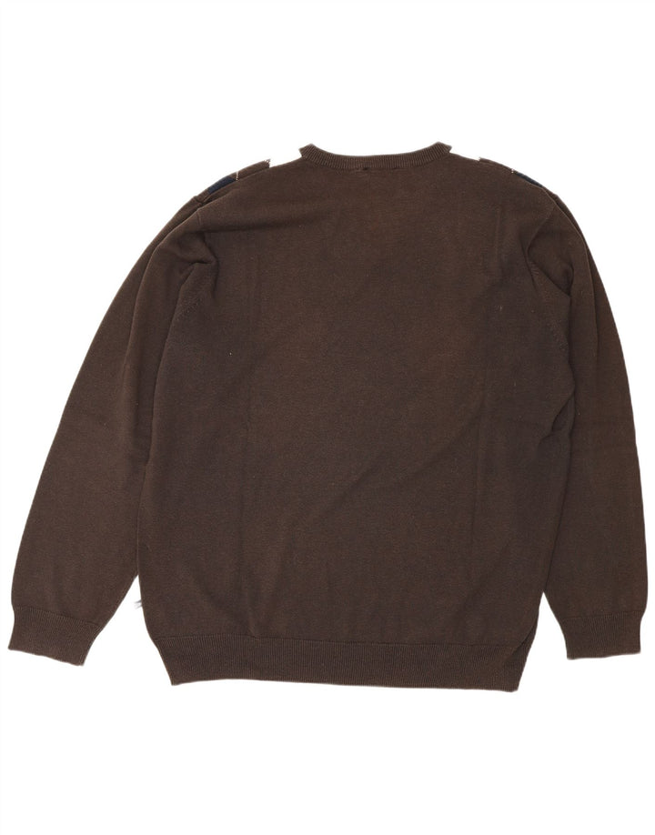 Paul Smith Jersey con cuello en V para hombre XL Marrón Argyle/Diamante