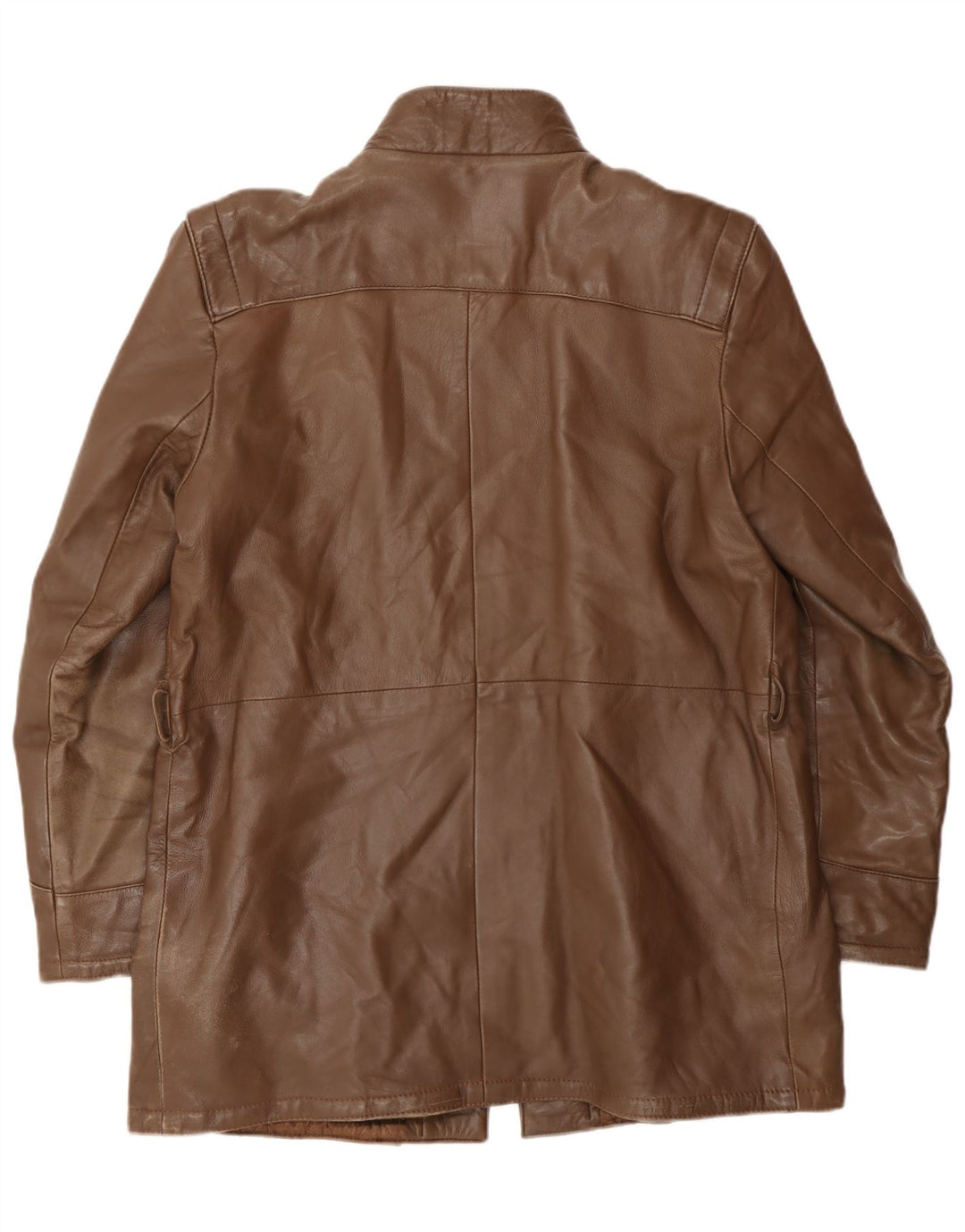 Abrigo de cuero vintage para mujer IT 46 cuero marrón grande