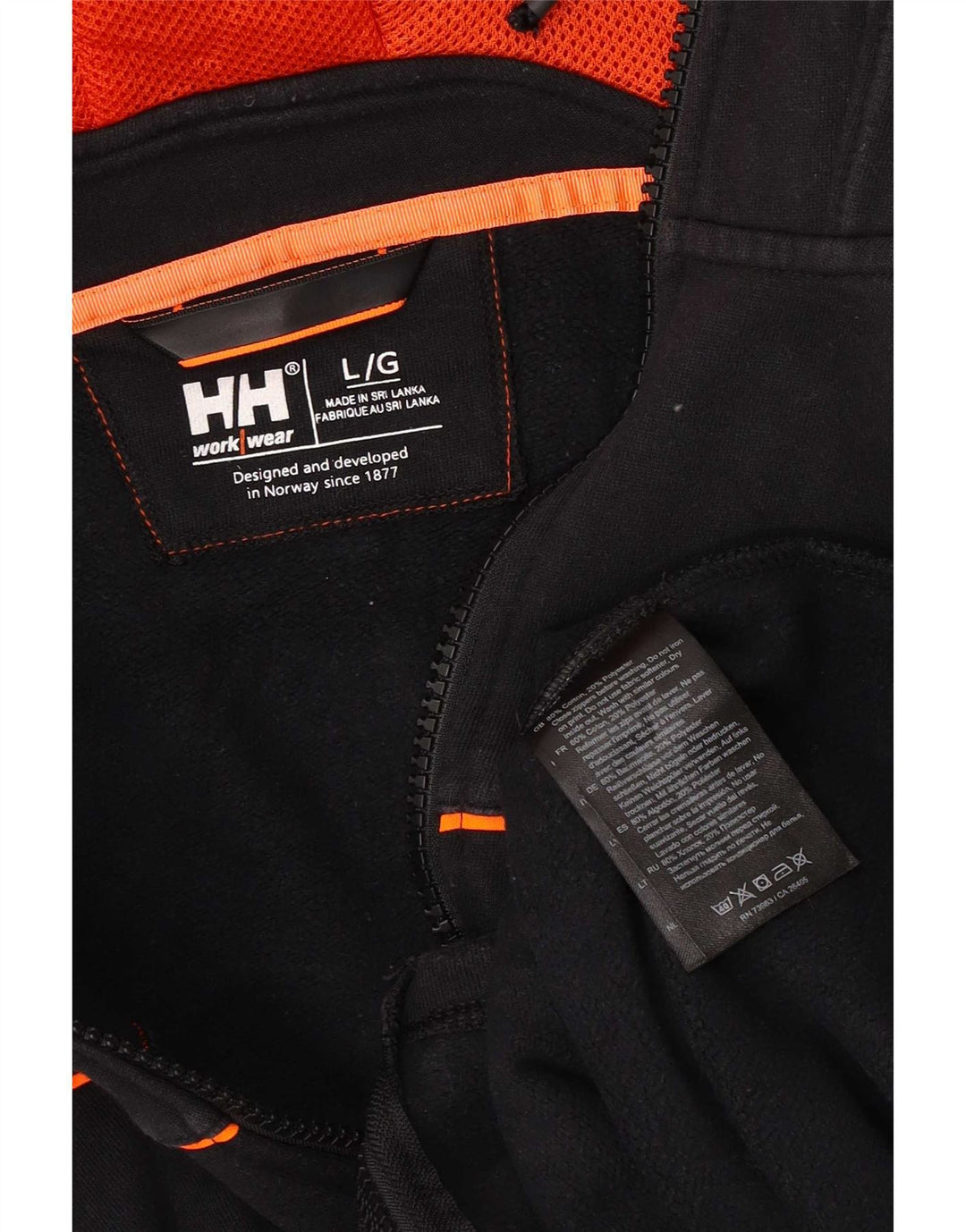 Helly Hansen Sudadera con capucha y cremallera gráfica para hombre, talla grande, algodón negro