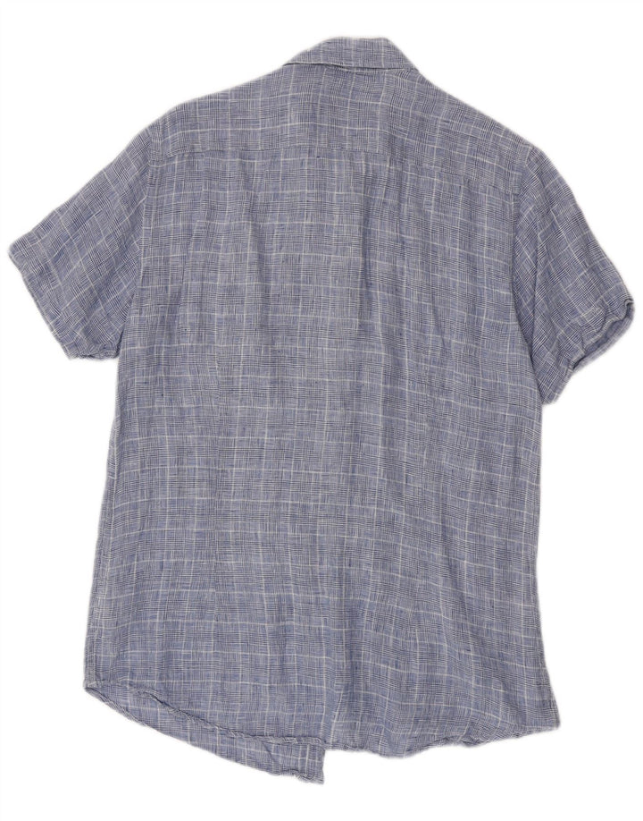 Camisa de manga corta para hombre Best Company pata de gallo azul medio