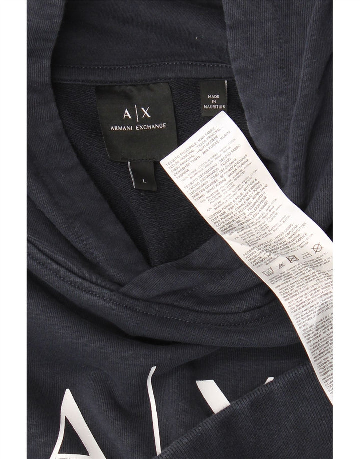ARMANI EXCHANGE Jersey con capucha gráfico para hombre grande azul marino algodón