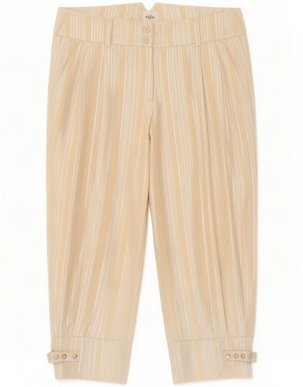 Cerruti 1881 Pantalón capri para mujer IT 42 Medium W28 L21 Beige Rayas