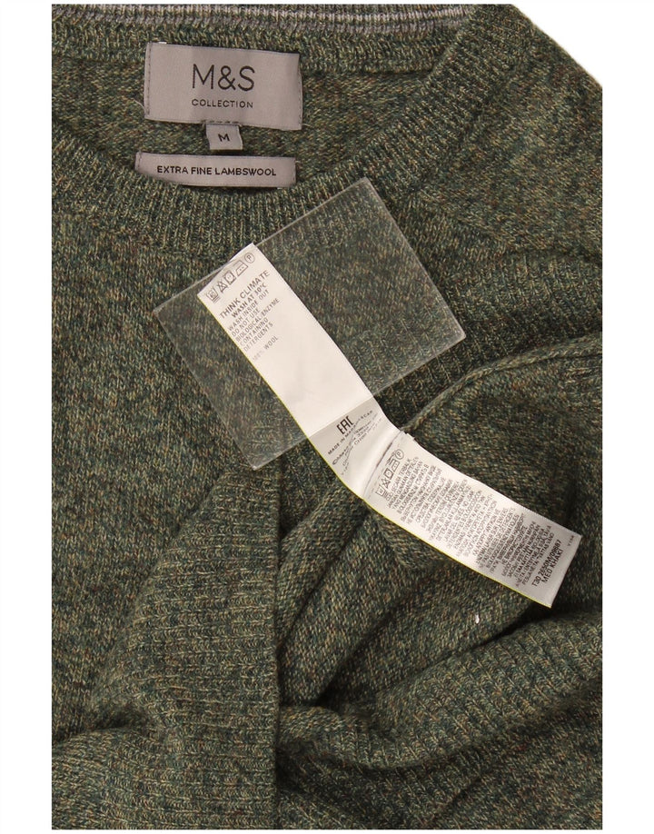 Marks & Spencer Jersey con cuello barco para hombre, jersey con moteado verde medio