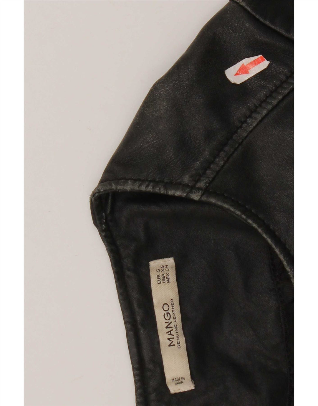 Mango Mujer Crop Chaqueta De Cuero UK 10 Small Negro