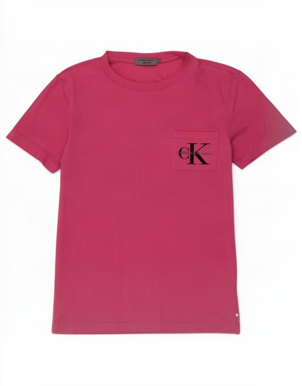 Calvin Klein Jeans Camiseta de corte regular para mujer Top UK 46 Grande Algodón rosa
