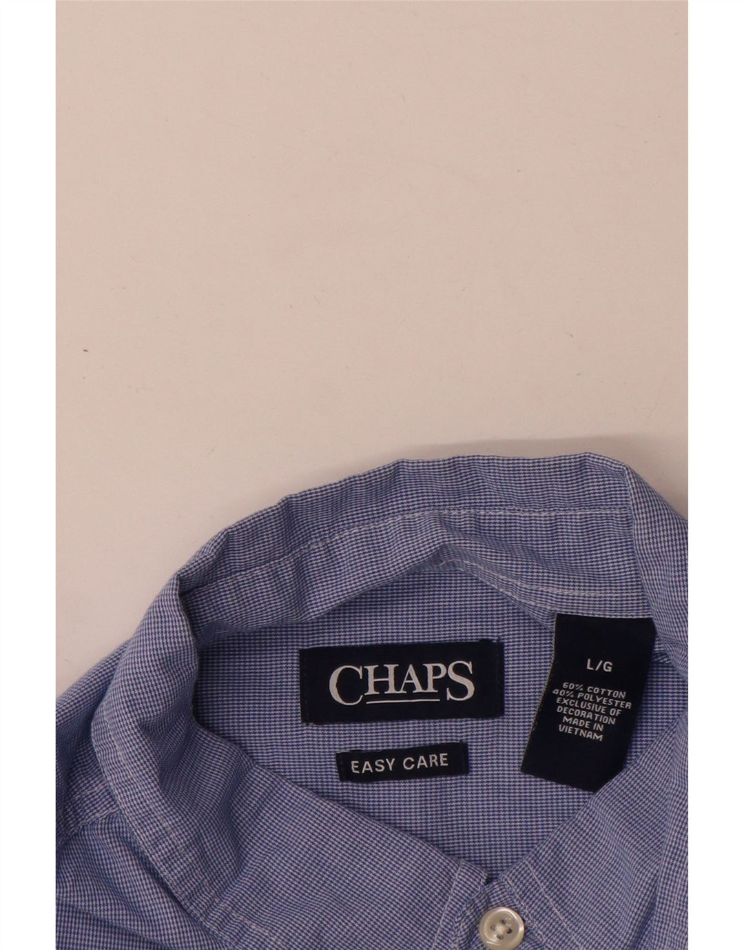 Chaps Camisa de manga corta para hombre de algodón de pata de gallo azul grande