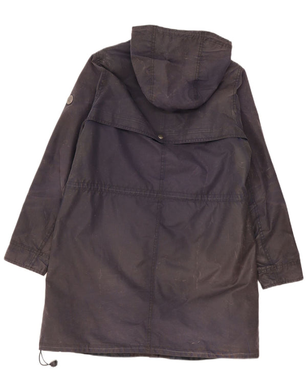 Barbour Chaqueta Parka Encerada Con Capucha Para Mujer UK 12 Medium Azul Marino