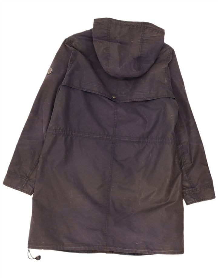 Barbour Chaqueta Parka Encerada Con Capucha Para Mujer UK 12 Medium Azul Marino