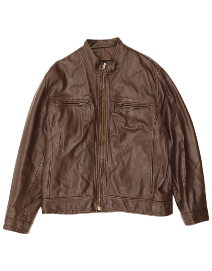 Emanuele Curci Chaqueta Bomber de Cuero para Hombre UK 40 Large Brown