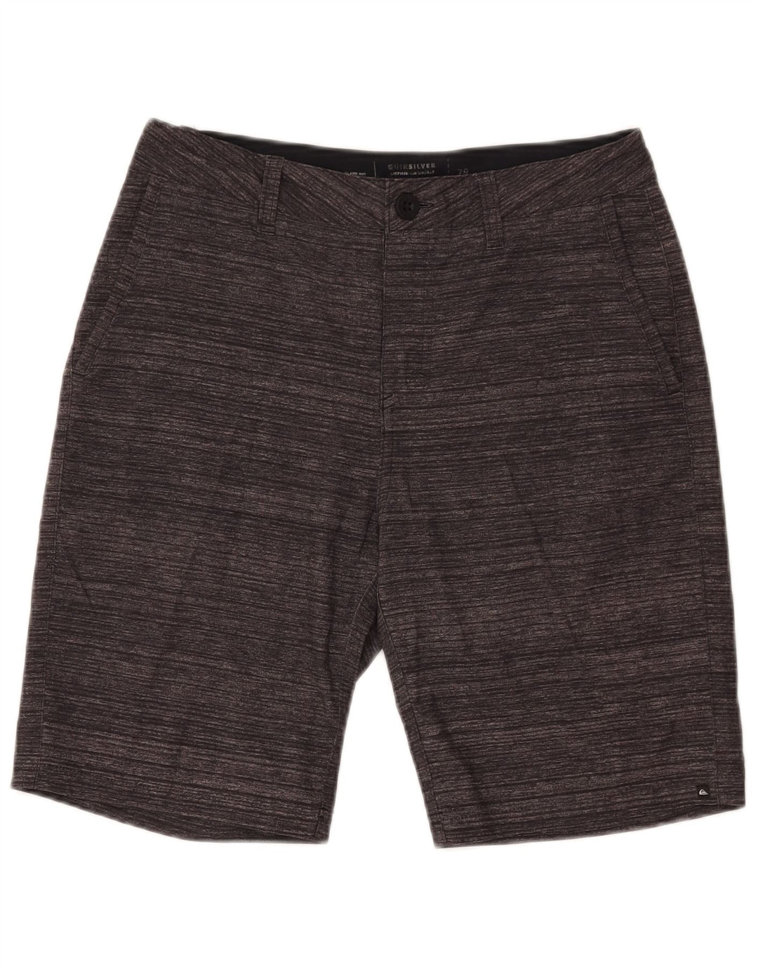 Quiksilver Pantalones cortos chinos para hombre W28 Poliéster a rayas grises pequeños