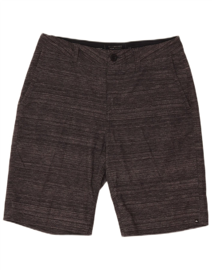 Quiksilver Pantalones cortos chinos para hombre W28 Poliéster a rayas grises pequeños