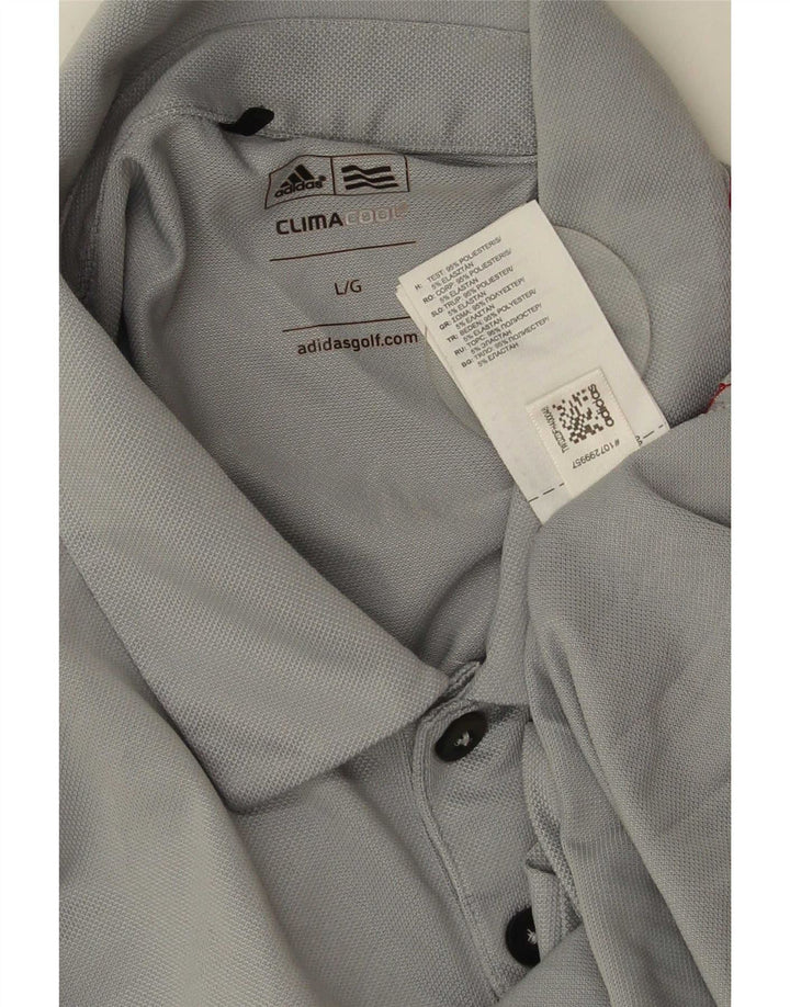 Adidas Mens Climacool Polo Camisa Grande Gris Colorblock Poliéster