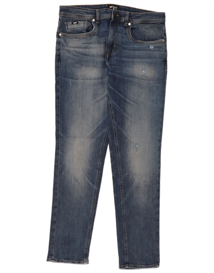Vaqueros ajustados desgastados para hombre Gas W33 L30 Azul