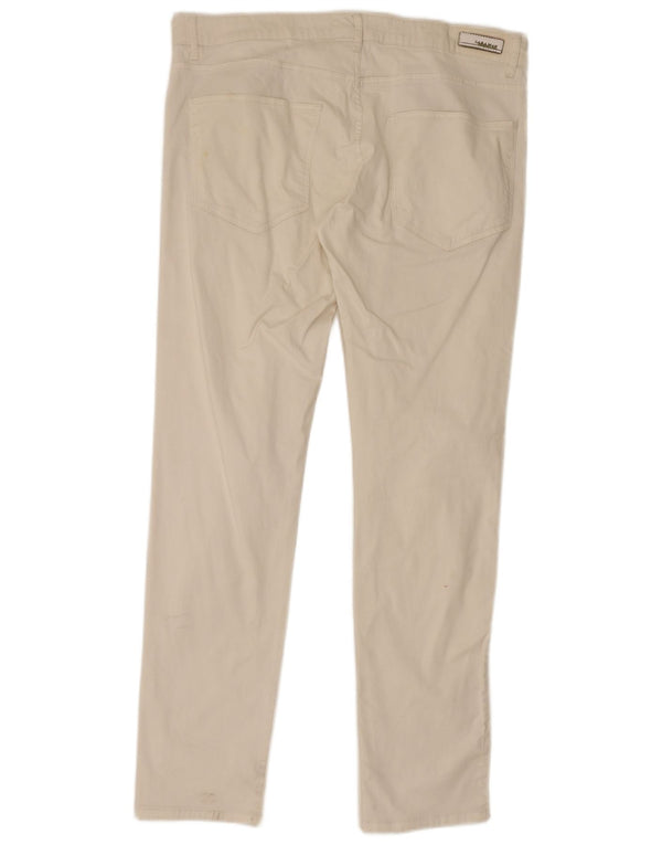 Zara Pantalón Casual Recto Hombre EU 46 XL W36 L32 Algodón Blanco