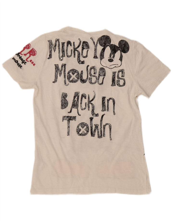 Disney - Camiseta con gráfico de Mickey Mouse para hombre, algodón blanco mediano
