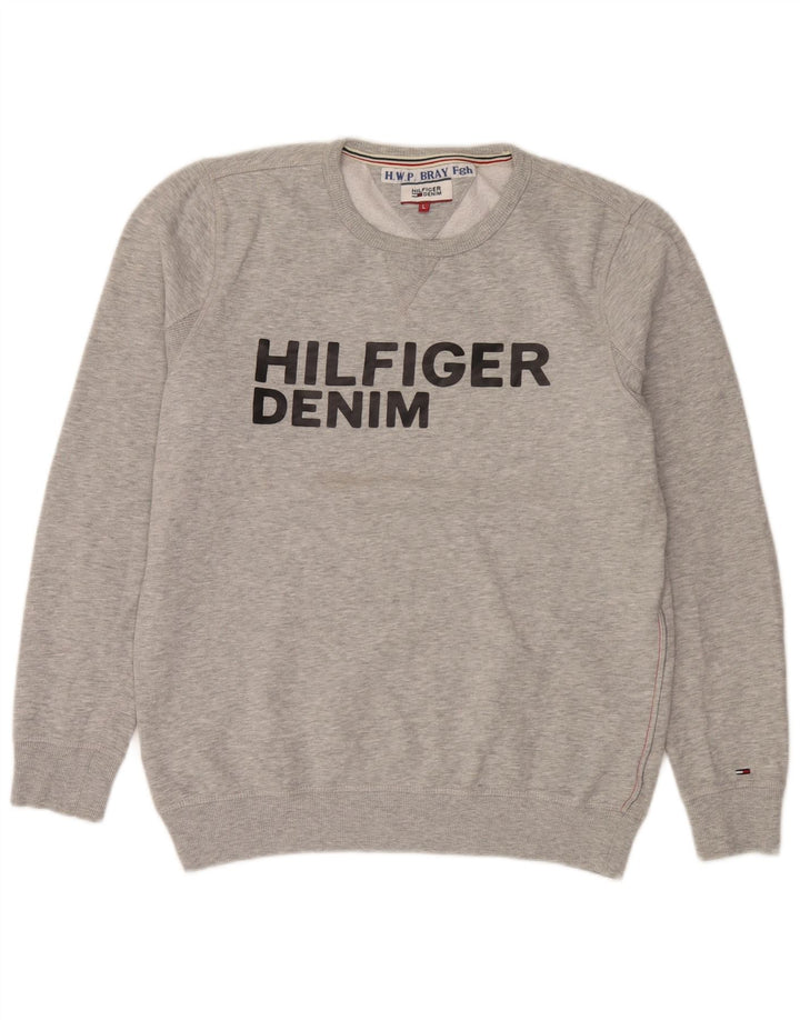 Tommy Hilfiger Sudadera Gráfica para Hombre Jumper Large Gris Algodón