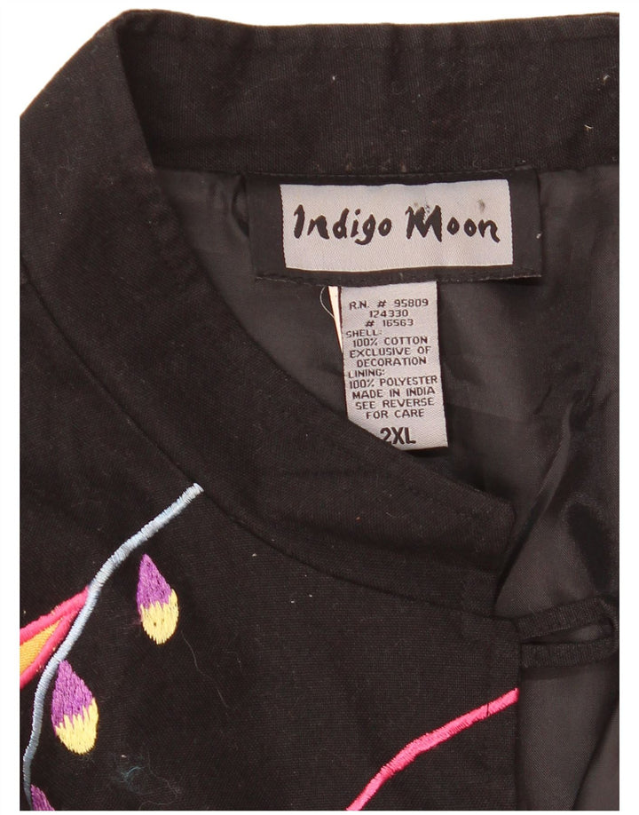 Indigo Moon Chaqueta tipo blazer extragrande con 5 botones para mujer UK 20 2XL Negro Floral