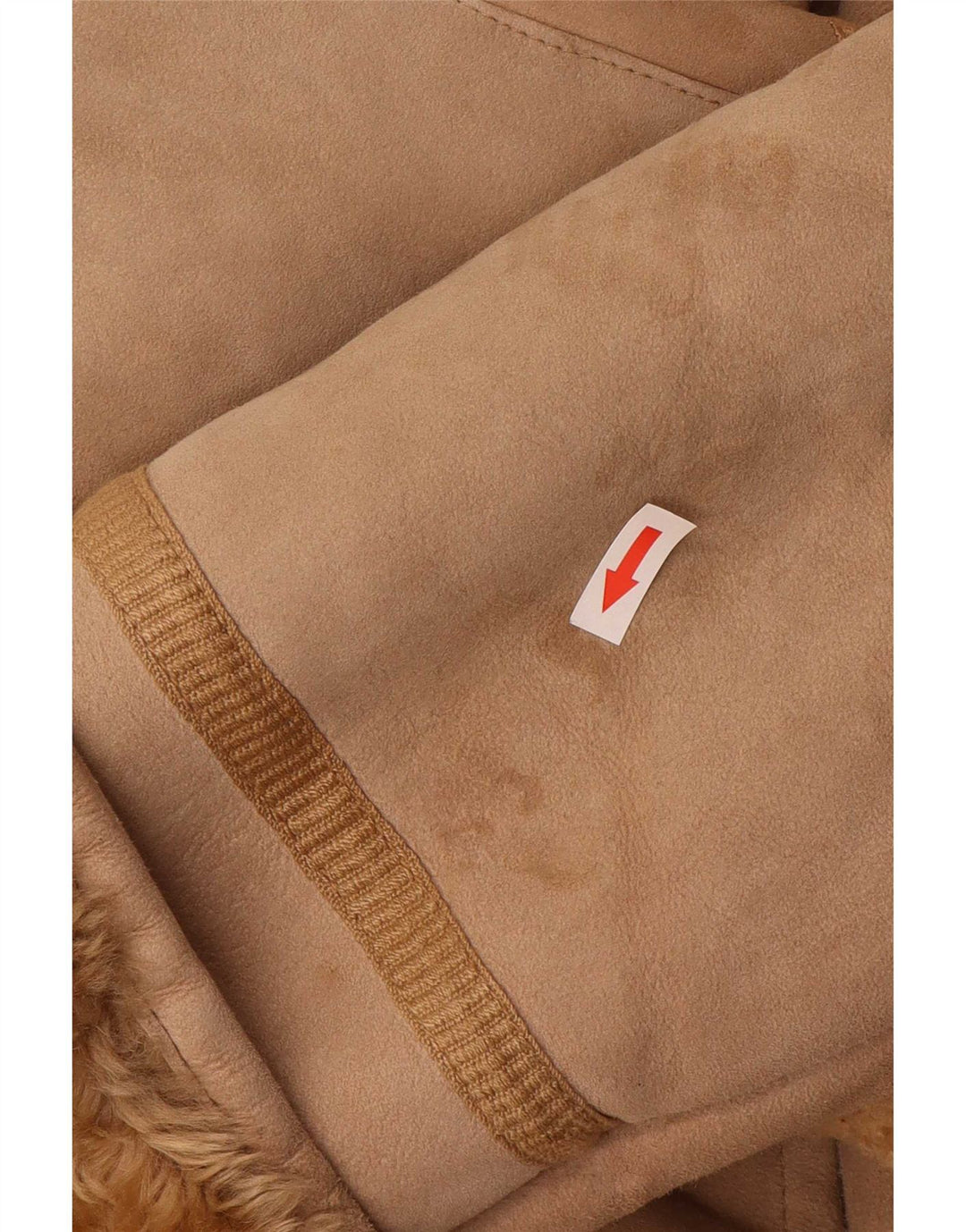 Abrigo de piel de oveja vintage para mujer IT 44 Cuero beige medio