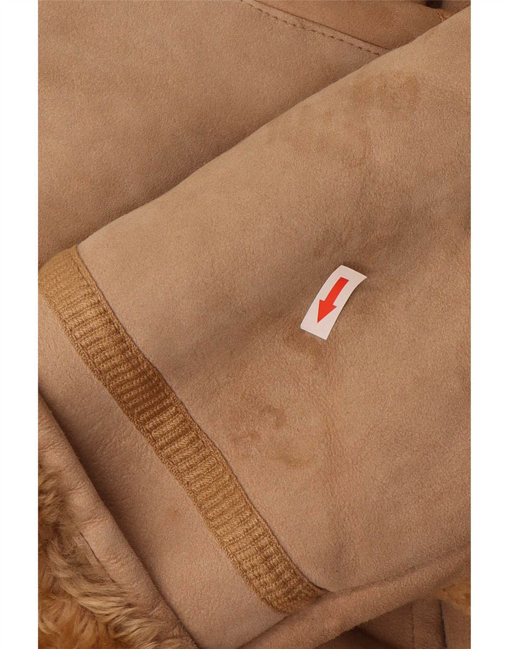 Abrigo de piel de oveja vintage para mujer IT 44 Cuero beige medio
