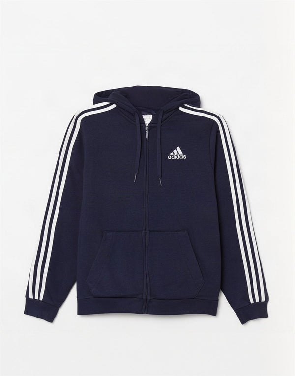 Adidas Hombre Zip Sudadera Con Capucha Suéter Medio Azul Marino Algodón