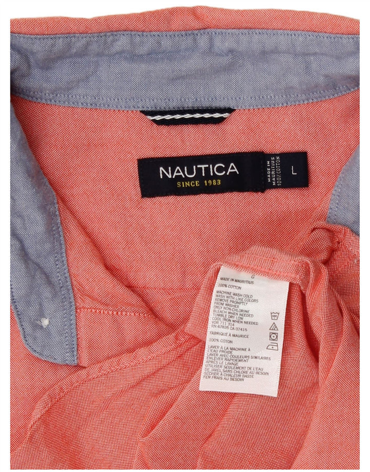Camisa Nautica Hombre Grande Naranja Algodón