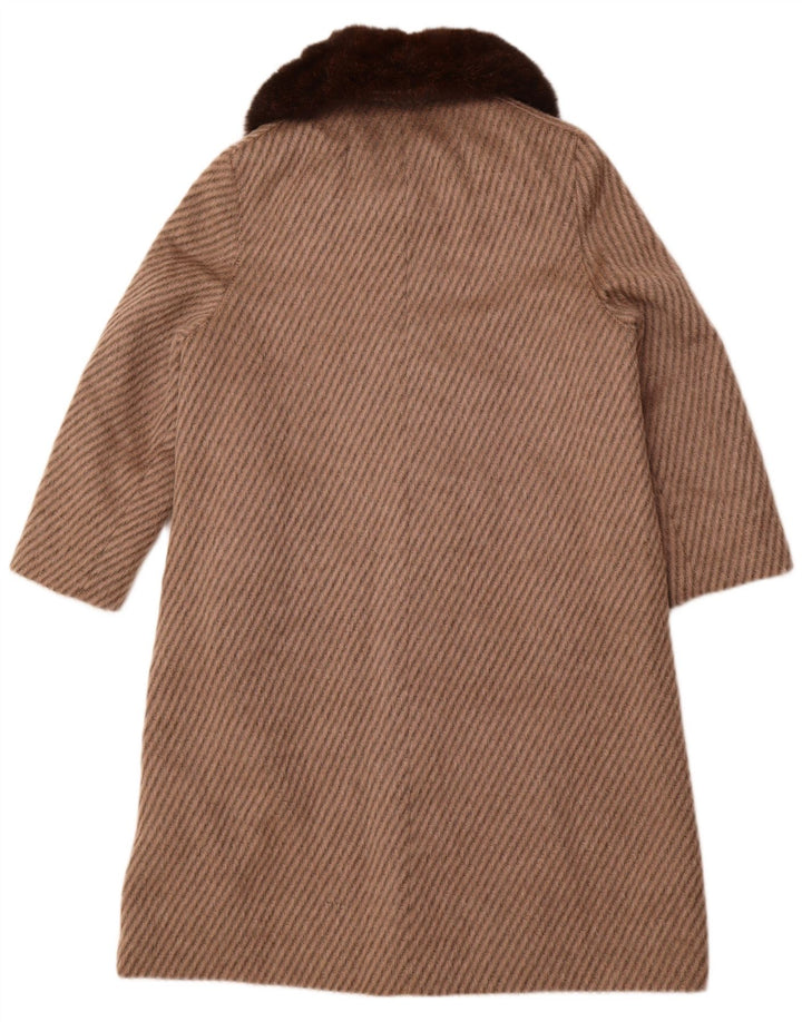 PELLICCERIA Abrigo para mujer Reino Unido 14 Lana virgen a rayas beige grande