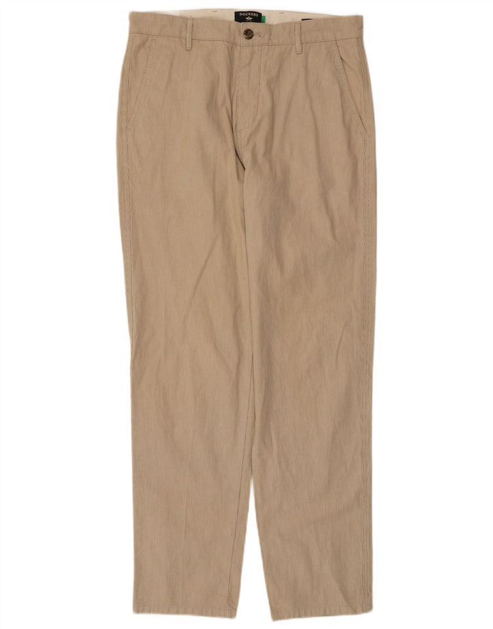 DOCKERS Pantalón chino cónico para hombre W32 L32 Algodón a rayas beige