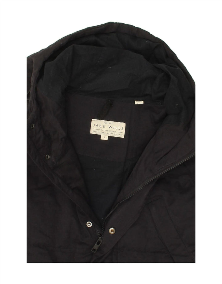 JACK WILLS Mens Hooded Padded Jacket UK 10  Small Black Polyamide Vintage Jack Wills and Second-Hand Jack Wills from Messina Hembry 