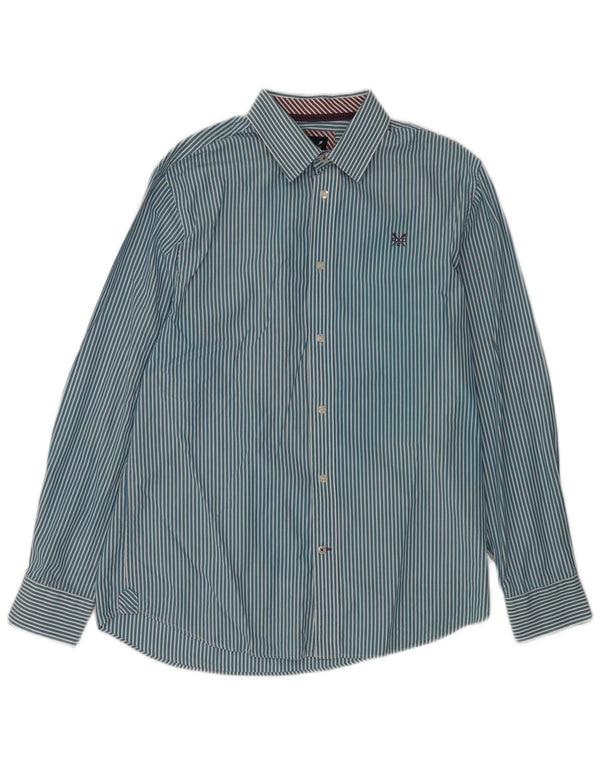 Crew Clothing Camisa de corte clásico para hombre Algodón a rayas azul medio