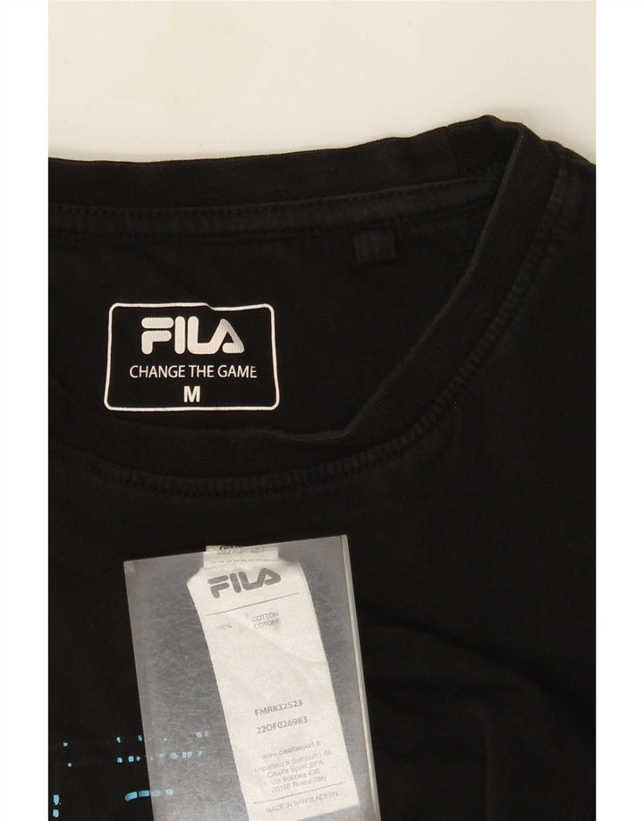 Fila Camiseta gráfica para hombre Top Medium Black Cotton