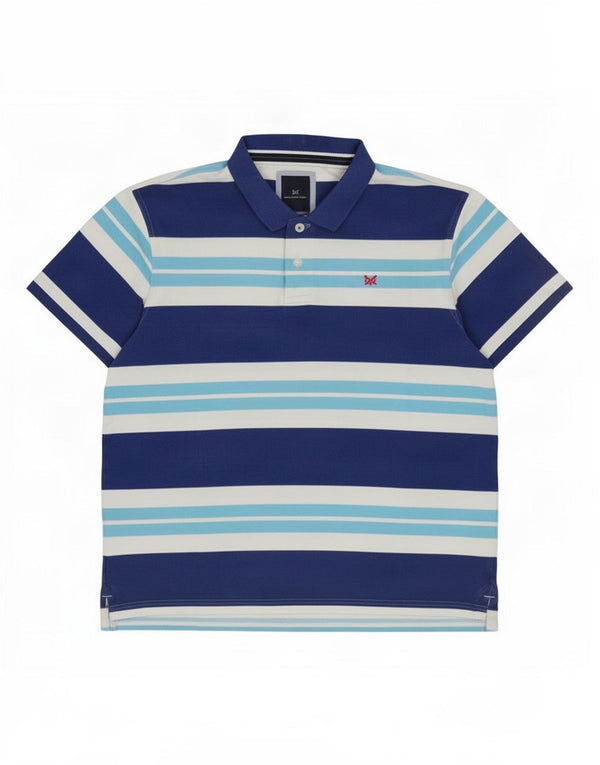 Crew Clothing Mens Polo Shirt 2XL Blue Striped Cotton